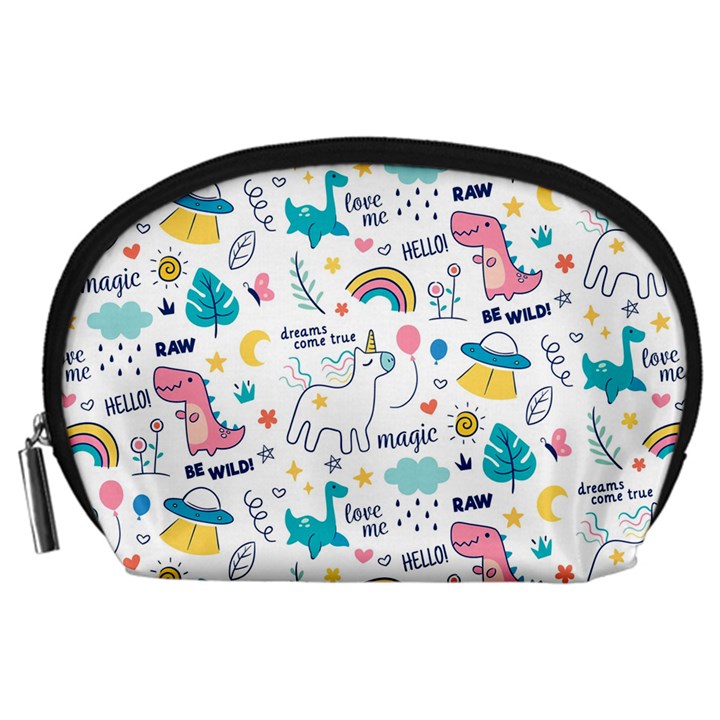 Colorful Doodle Animals Words Pattern Accessory Pouch (Large)