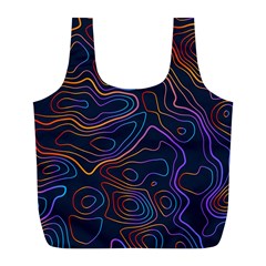 Topographic Colorful Contour Illustration Background Full Print Recycle Bag (l)