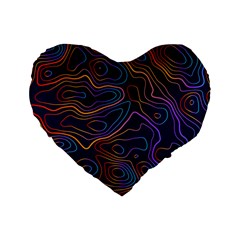 Topographic Colorful Contour Illustration Background Standard 16  Premium Flano Heart Shape Cushions