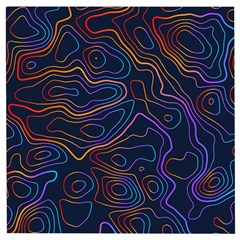 Topographic Colorful Contour Illustration Background Wooden Puzzle Square by Vaneshart