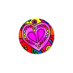 Stained Glass Love Heart Golf Ball Marker