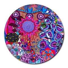 Red Flower Abstract  Round Mousepads by okhismakingart