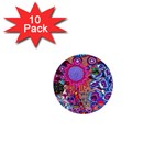 Red Flower Abstract  1  Mini Buttons (10 pack)  Front