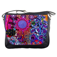 Red Flower Abstract  Messenger Bag by okhismakingart