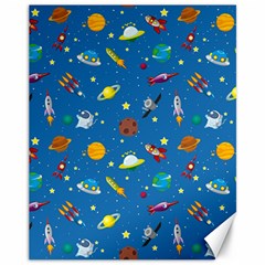 Space Rocket Solar System Pattern Canvas 11  X 14  by Vaneshart