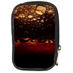 Water Drops Bubbles Macro Close Up Brown Compact Camera Leather Case