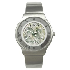 Vector Palm Leaves Pattern  Illustration Stainless Steel Watch by Vaneshart