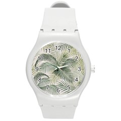 Vector Palm Leaves Pattern  Illustration Round Plastic Sport Watch (m) by Vaneshart