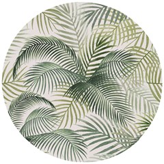 Vector Palm Leaves Pattern  Illustration Wooden Puzzle Round by Vaneshart