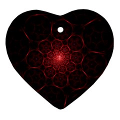 Fractal Spiral Depth Light Red Swirling Lines Ornament (heart)