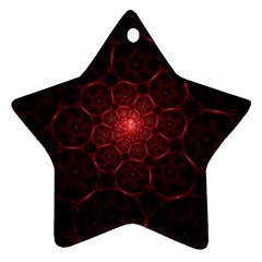 Fractal Spiral Depth Light Red Swirling Lines Ornament (star) by Vaneshart