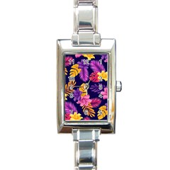 Tropical Pattern Rectangle Italian Charm Watch