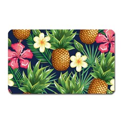 Tropical Pattern Pineapple Flowers Floral Fon Tropik Ananas Magnet (rectangular) by Vaneshart