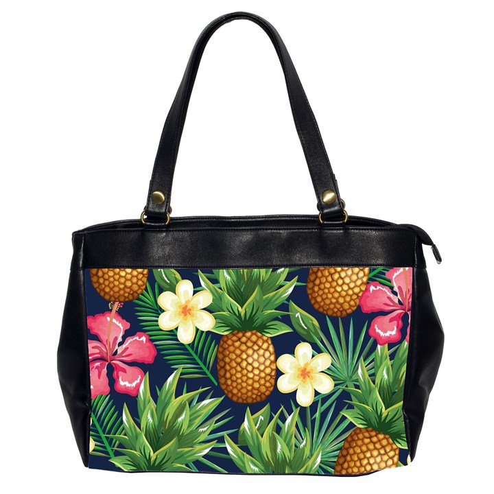 Tropical Pattern Pineapple Flowers Floral Fon Tropik Ananas Oversize Office Handbag (2 Sides)