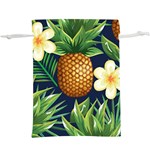 Tropical Pattern Pineapple Flowers Floral Fon Tropik Ananas  Lightweight Drawstring Pouch (XL) Back