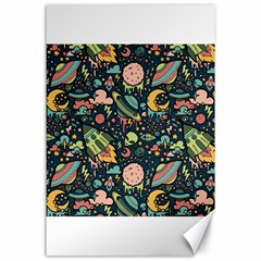 Texture Patterns Aliens Rockets Space Canvas 24  X 36 