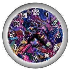 Multicolored Abstract Painting Wall Clock (silver)