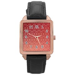 Red Gold Art Decor Rose Gold Leather Watch 