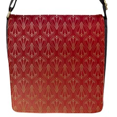 Red Gold Art Decor Flap Closure Messenger Bag (s)