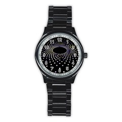 Abstract Black Blue Bright Circle Stainless Steel Round Watch