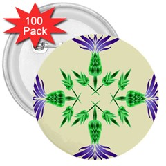 Thistle Flower Purple Thorny Flora 3  Buttons (100 Pack)  by Bajindul