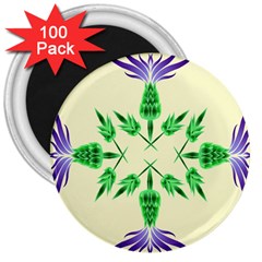 Thistle Flower Purple Thorny Flora 3  Magnets (100 Pack) by Bajindul