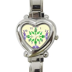 Thistle Flower Purple Thorny Flora Heart Italian Charm Watch