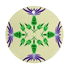 Thistle Flower Purple Thorny Flora Round Ornament (two Sides) by Bajindul