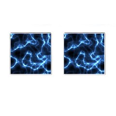 Lightning Electricity Pattern Blue Cufflinks (square) by Mariart