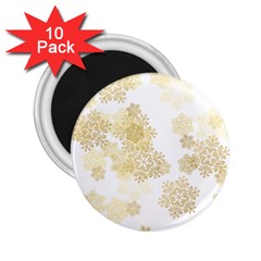 Christmas Gold Stars Snow Flakes  2 25  Magnets (10 Pack)  by Lullaby