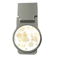 Christmas Gold Stars Snow Flakes  Money Clips (round)  by Lullaby