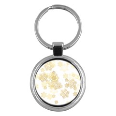 Christmas Gold Stars Snow Flakes  Key Chain (round) by Lullaby
