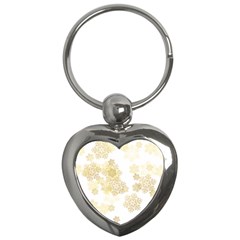 Christmas gold stars snow flakes  Key Chain (Heart)