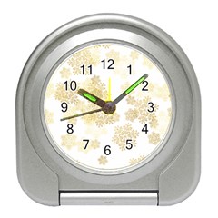 Christmas gold stars snow flakes  Travel Alarm Clock