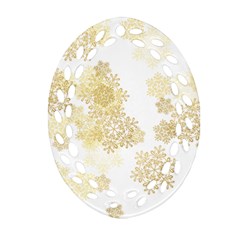 Christmas gold stars snow flakes  Ornament (Oval Filigree)