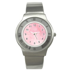 Pink Blurry Pastel Watercolour Ombre Stainless Steel Watch