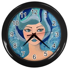 Blue Girl Wall Clock (black)