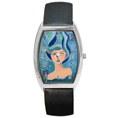 Blue Girl Barrel Style Metal Watch