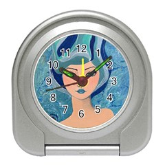 Blue Girl Travel Alarm Clock by CKArtCreations