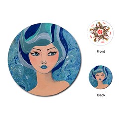 Blue Girl Playing Cards Single Design (round)