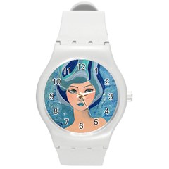 Blue Girl Round Plastic Sport Watch (m)