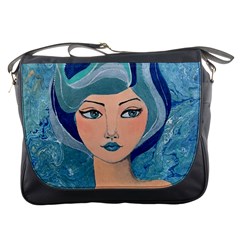 Blue Girl Messenger Bag by CKArtCreations