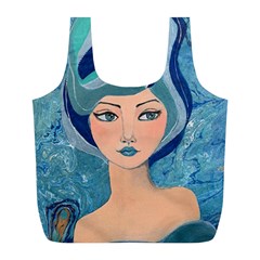 Blue Girl Full Print Recycle Bag (l) by CKArtCreations