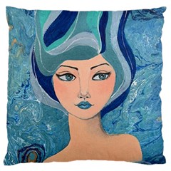 Blue Girl Large Flano Cushion Case (two Sides)