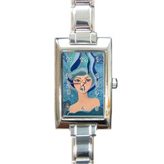 Blue Girl Rectangle Italian Charm Watch