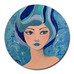 Blue Girl Round Mousepads
