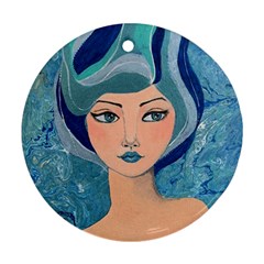 Blue Girl Round Ornament (two Sides)