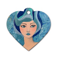Blue Girl Dog Tag Heart (one Side)