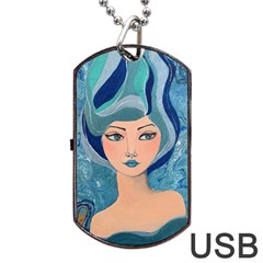 Blue Girl Dog Tag Usb Flash (one Side)