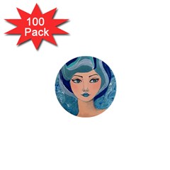 Blue Girl 1  Mini Buttons (100 Pack) 